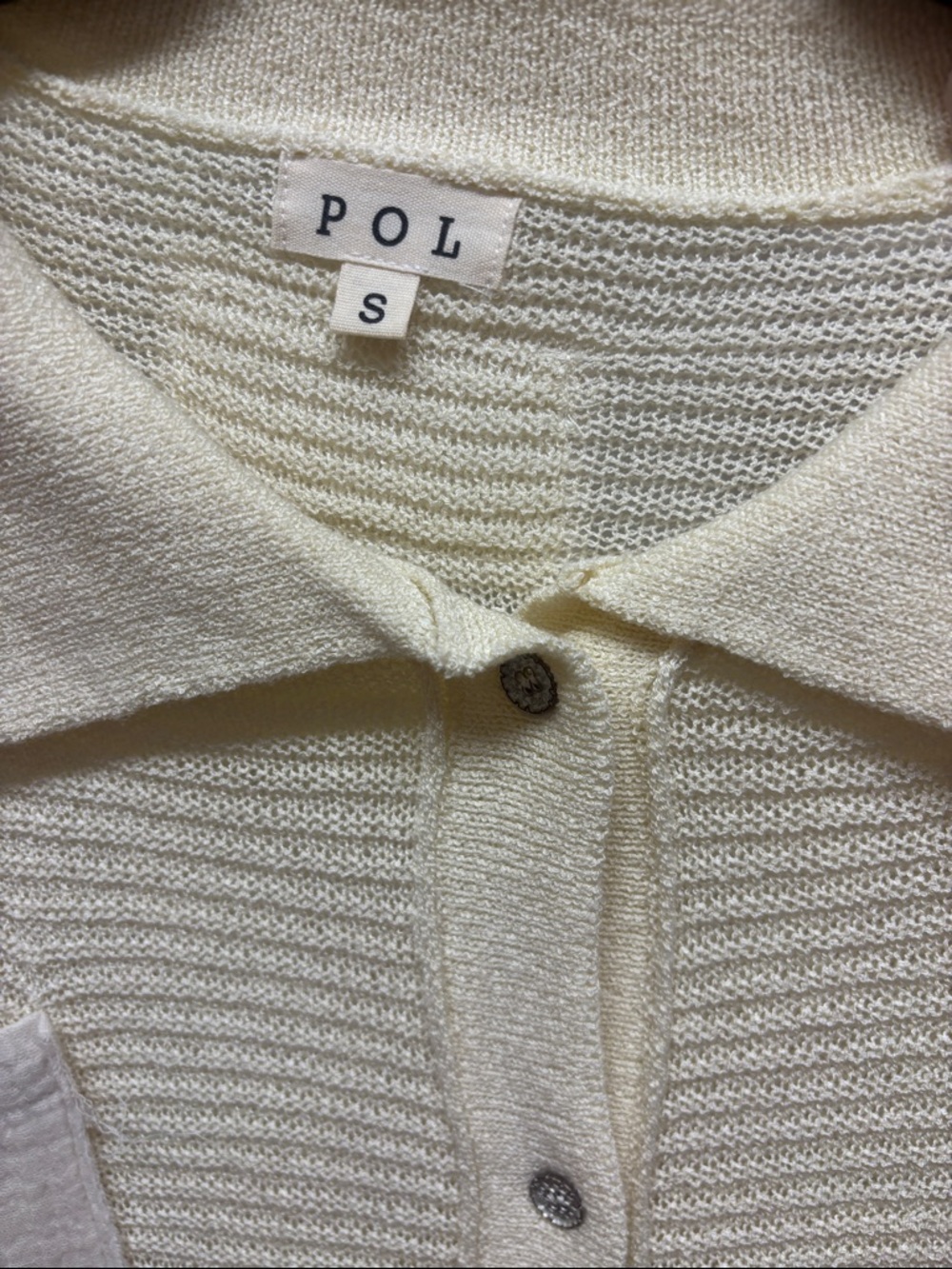 POL Cream Button-Front Cardigan with Pink & Lavender Embroidered Flowers Small - Picture 2 of 3